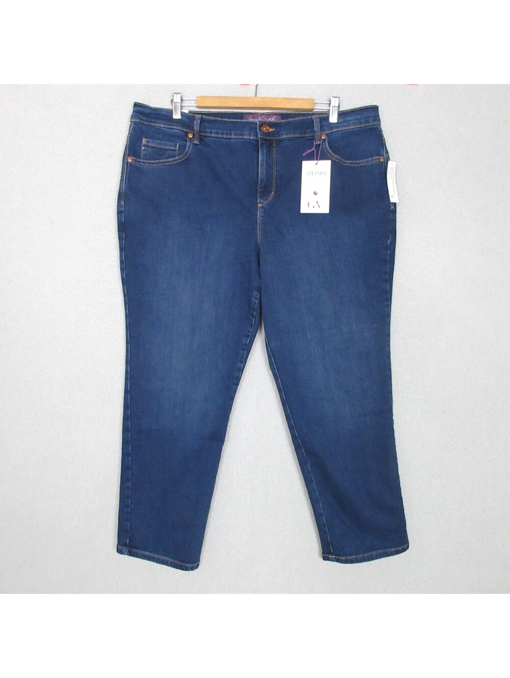 NWT Gloria Vanderbilt Amanda Jeans Womens 18W Dark Wash Stretch Ankle Slim 40x27